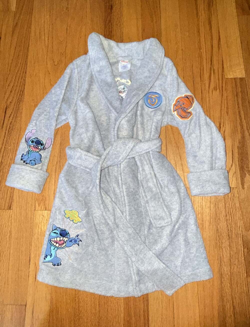 VTG Disney Store Lilo & Stitch Grey Fleece Bathrobe Kids Size 4/5